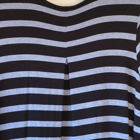 J. Jill Wearever Essentials Perfect Ballet Sleeve Dress Black Grey Stripe XLP - Picture 5 of 8